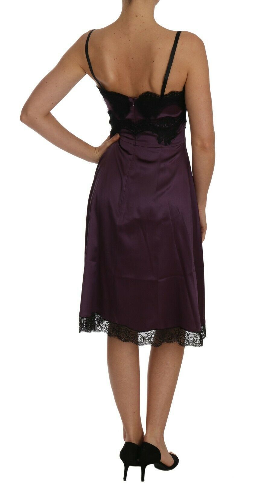 Dolce & Gabbana Elegant Purple Silk Lace Chemise Dress - Sandy Store ByNet