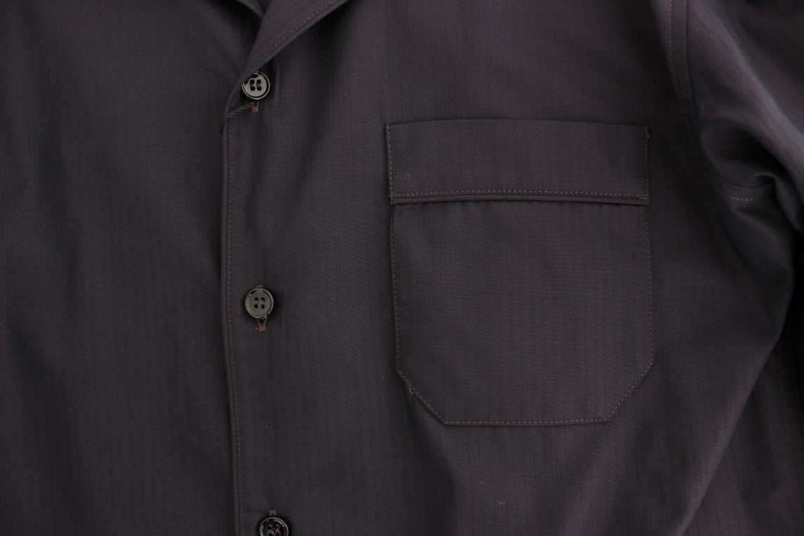 Dolce & Gabbana Elegant Purple Striped Cotton Nightshirt - Sandy Store ByNet