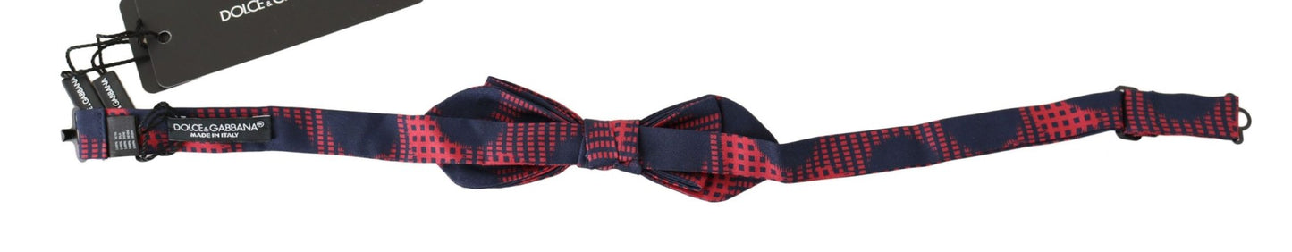 Dolce & Gabbana Elegant Red Checkered Silk Bow Tie - Sandy Store ByNet