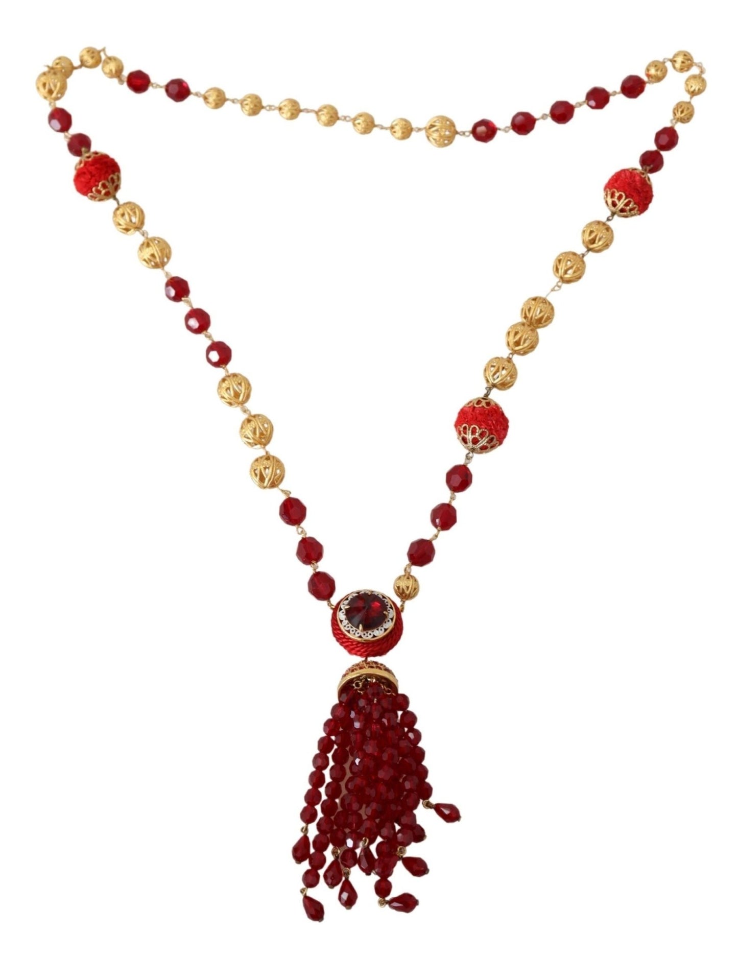Dolce & Gabbana Elegant Red Crystal Gold - Plated Necklace - Sandy Store ByNet