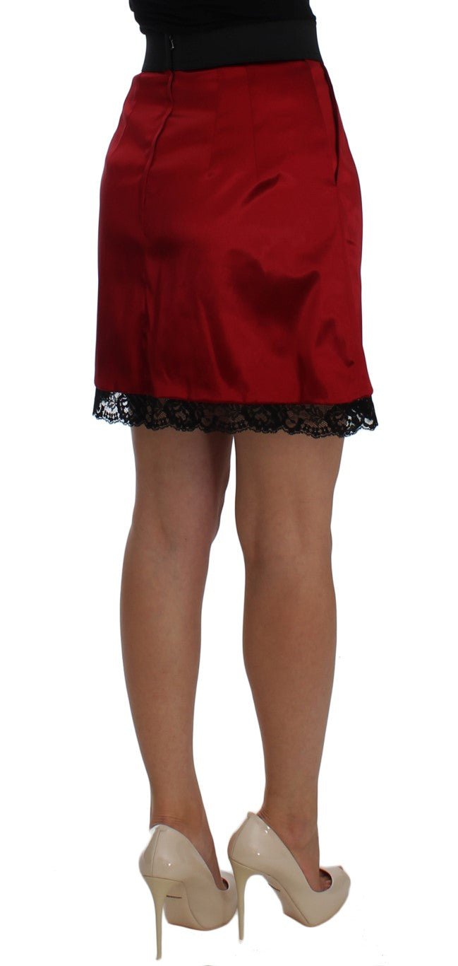 Dolce & Gabbana Elegant Red Lace High - Waist Skirt - Sandy Store ByNet