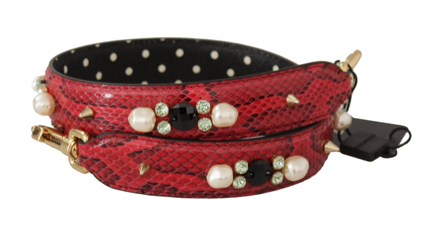 Dolce & Gabbana Elegant Red Python Leather Shoulder Strap - Sandy Store ByNet