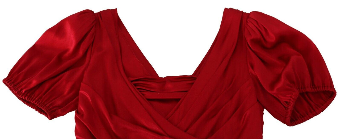 Dolce & Gabbana Elegant Red Silk Stretch Mermaid Dress - Sandy Store ByNet