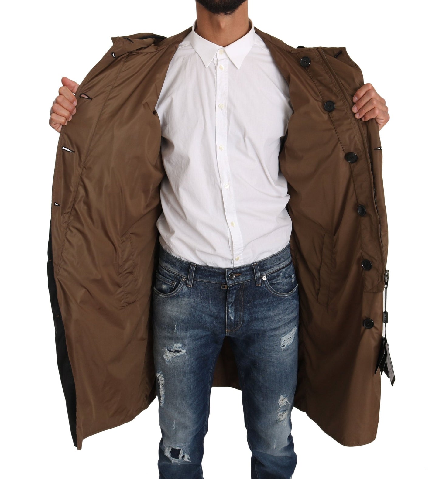 Dolce & Gabbana Elegant Reversible Hooded Raincoat - Sandy Store ByNet