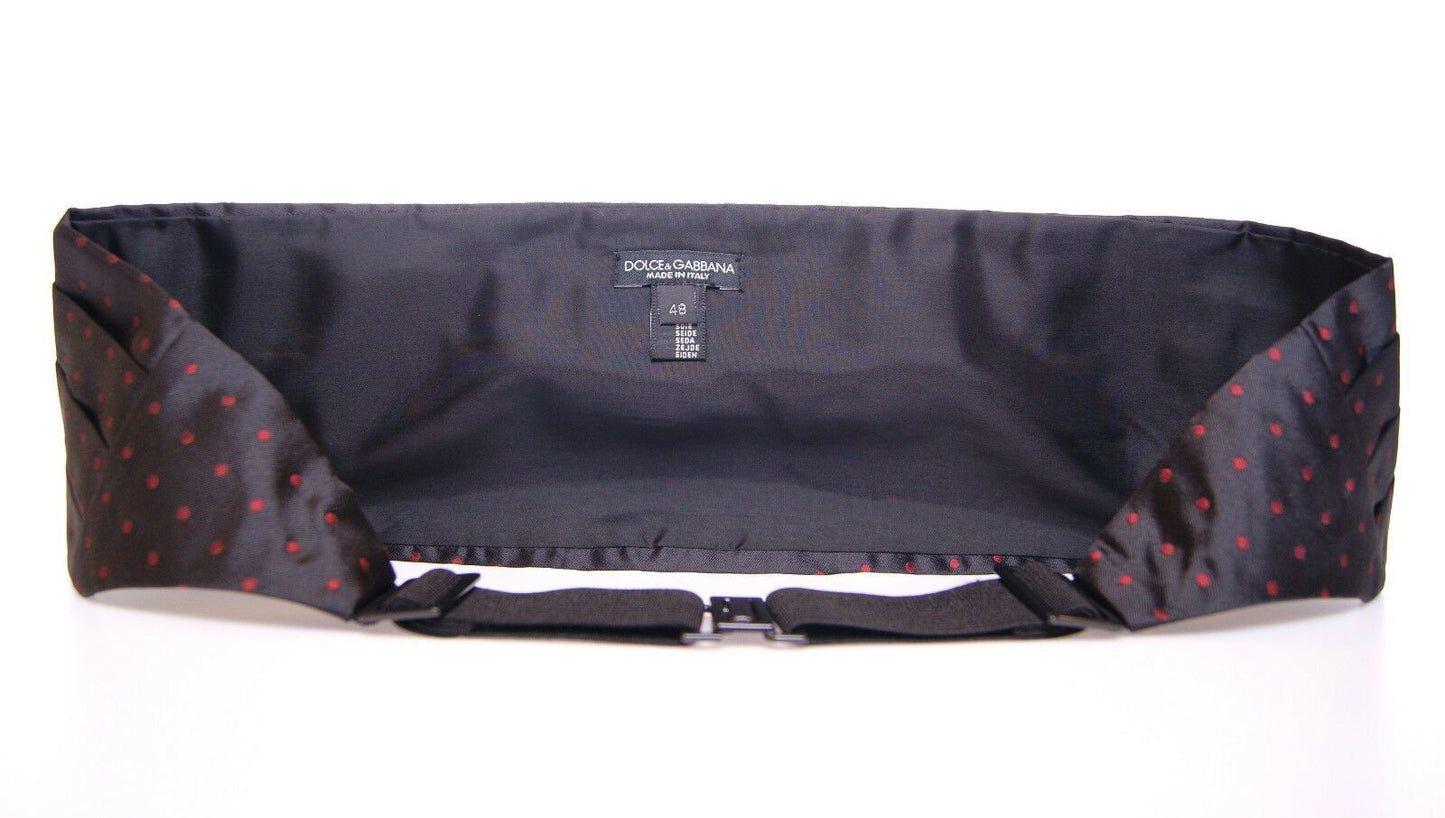 Dolce & Gabbana Elegant Silk Black Cummerbund with Red Polka Dots - Sandy Store ByNet