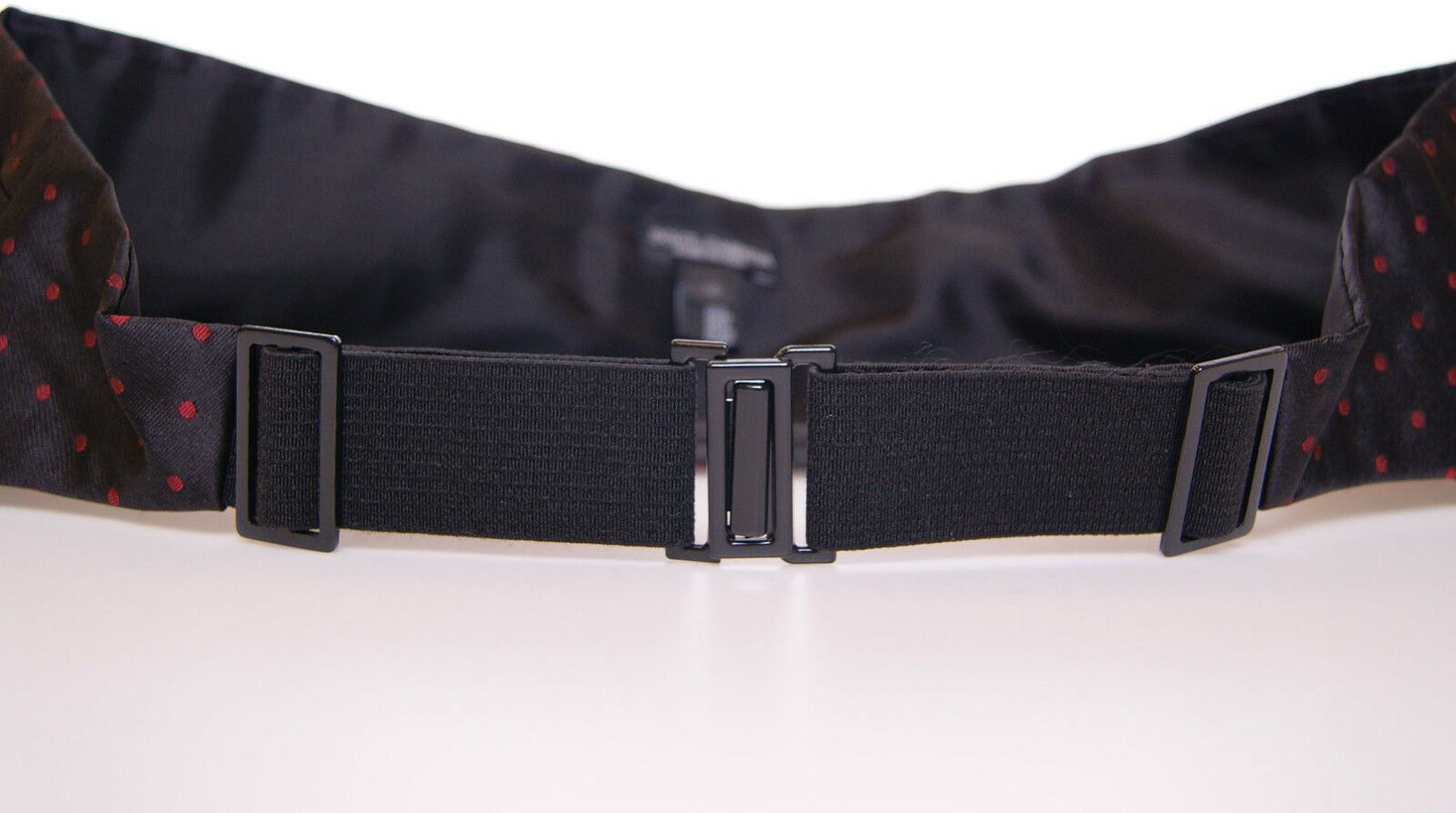 Dolce & Gabbana Elegant Silk Black Cummerbund with Red Polka Dots - Sandy Store ByNet