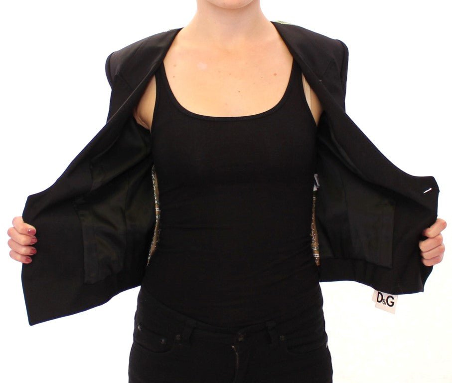 Dolce & Gabbana Elegant Silk - Blend Black Blazer with Scarf Back Detail - Sandy Store ByNet