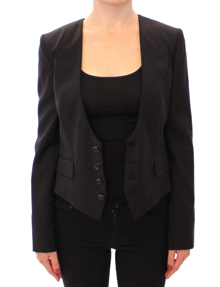 Dolce & Gabbana Elegant Silk - Blend Black Blazer with Scarf Back Detail - Sandy Store ByNet