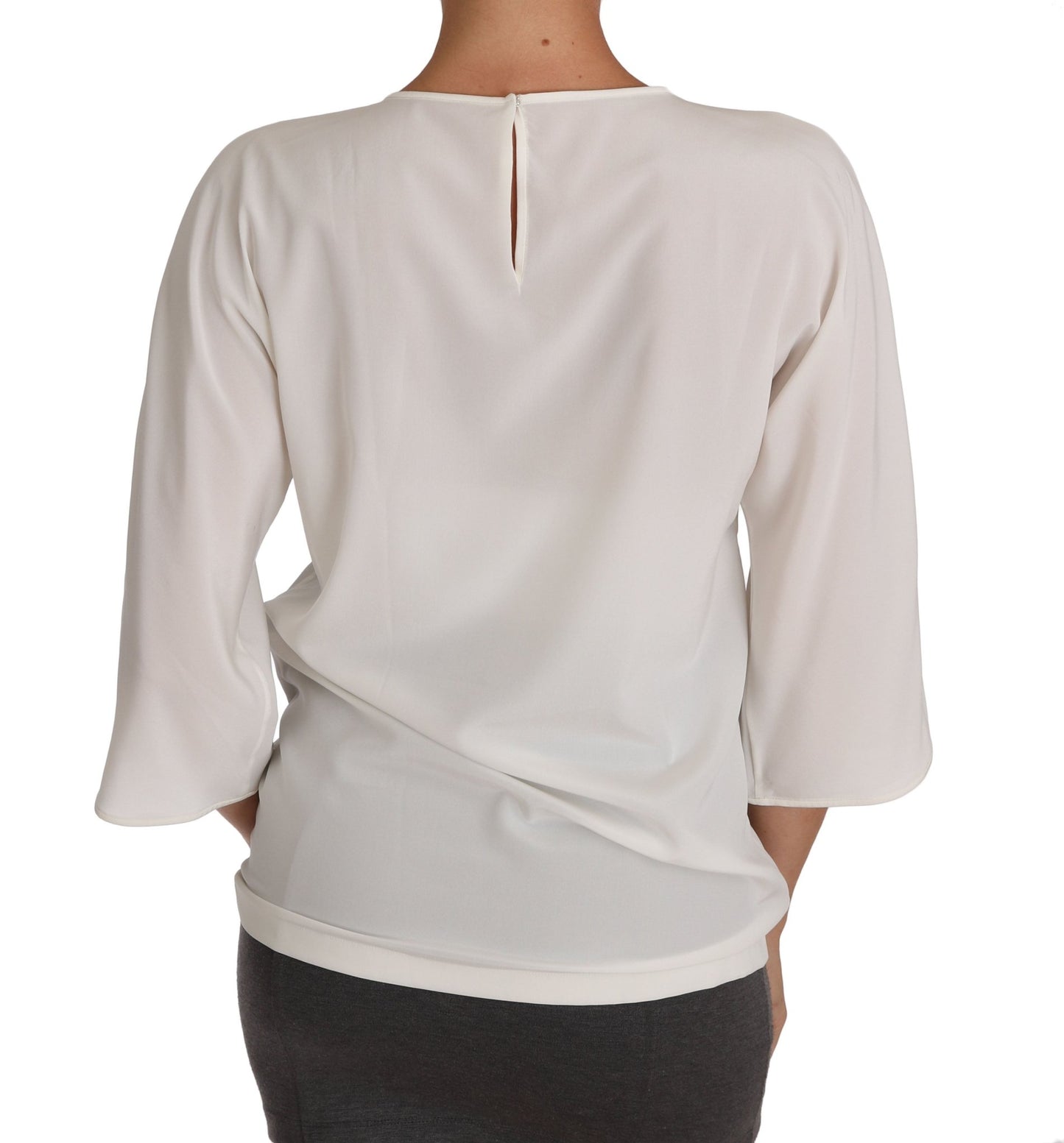 Dolce & Gabbana Elegant Silk Blend Crewneck Blouse - Sandy Store ByNet