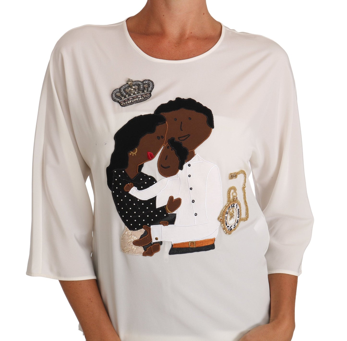 Dolce & Gabbana Elegant Silk Blend Crewneck Blouse - Sandy Store ByNet