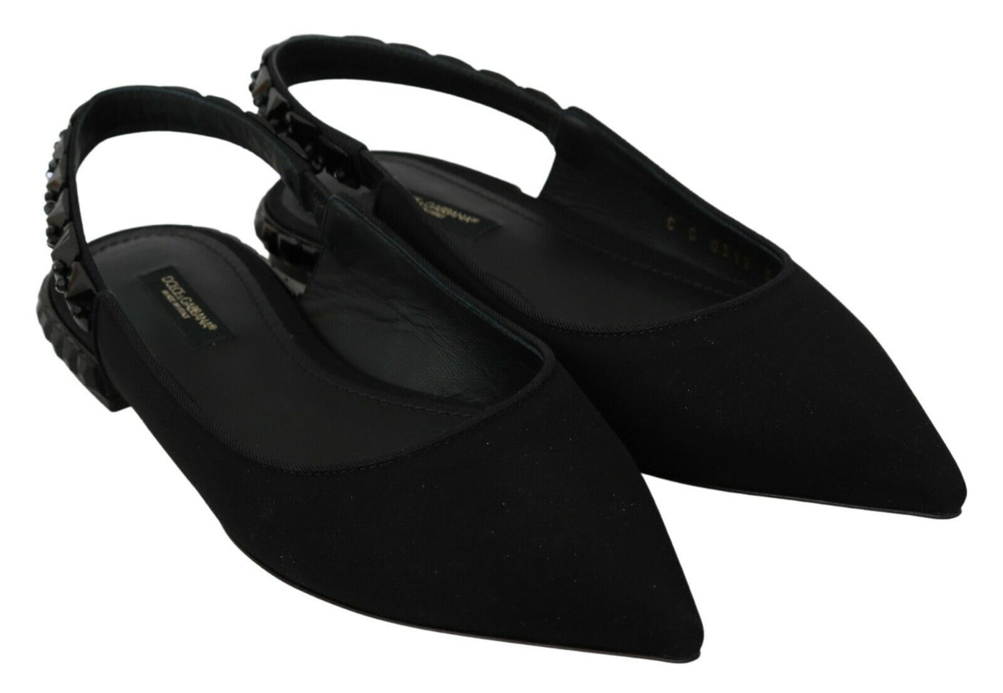 Dolce & Gabbana Elegant Silk Blend Slingback Flats with Crystals - Sandy Store ByNet