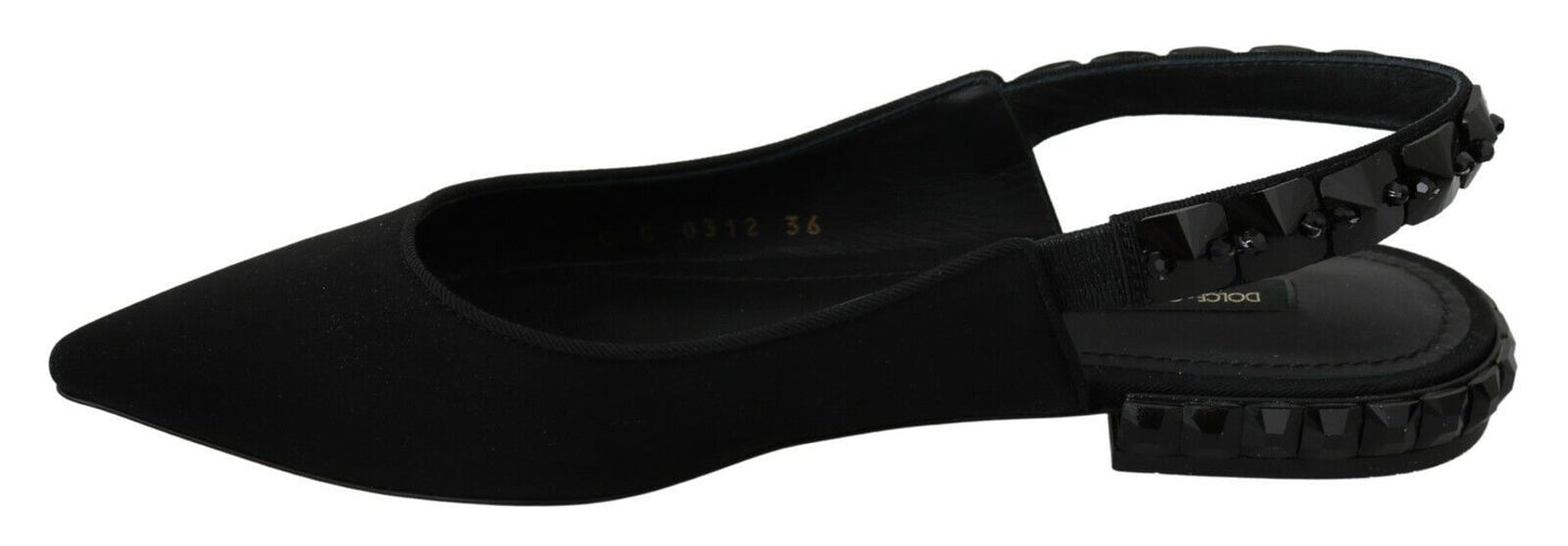 Dolce & Gabbana Elegant Silk Blend Slingback Flats with Crystals - Sandy Store ByNet