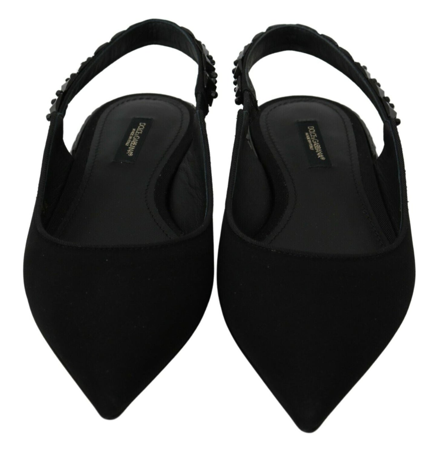 Dolce & Gabbana Elegant Silk Blend Slingback Flats with Crystals - Sandy Store ByNet