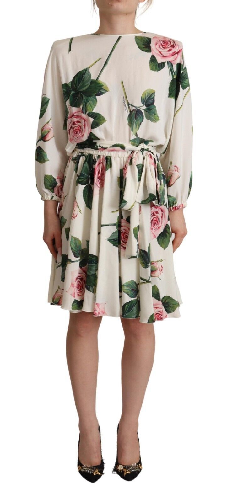 Dolce & Gabbana Elegant Silk Floral A - Line Dress - Sandy Store ByNet