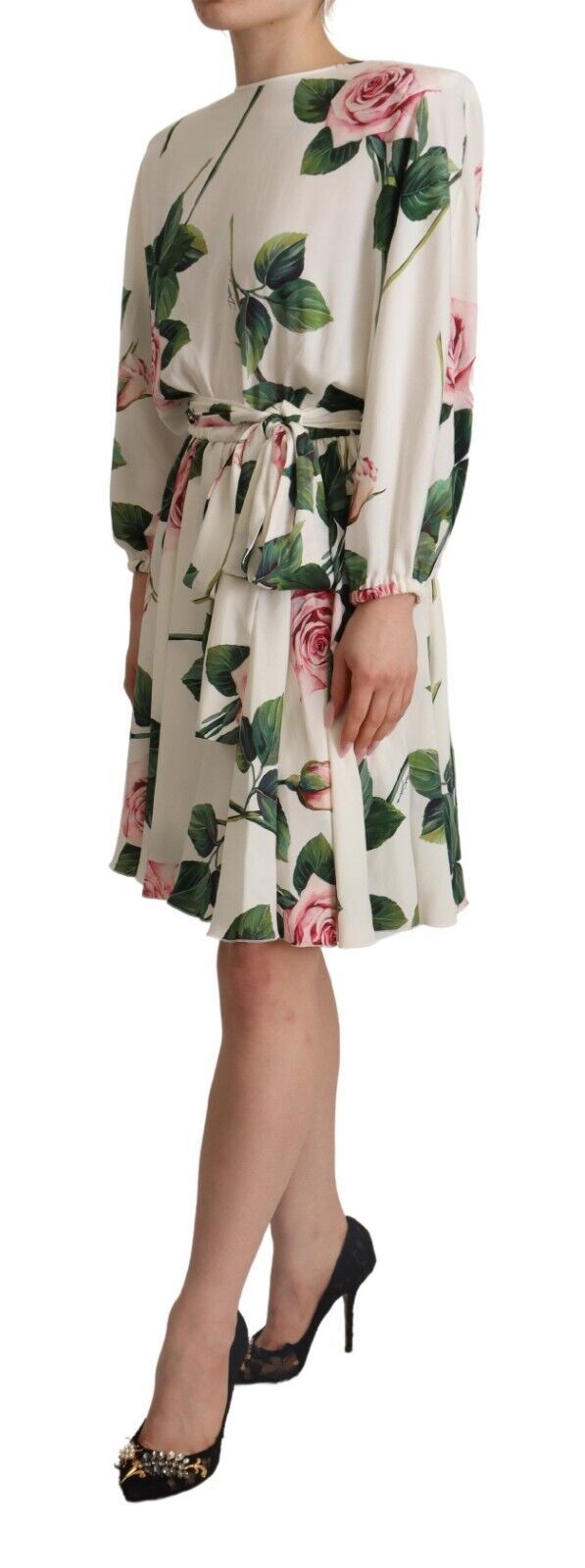 Dolce & Gabbana Elegant Silk Floral A - Line Dress - Sandy Store ByNet