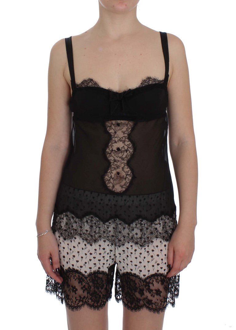 Dolce & Gabbana Elegant Silk Floral Lace Babydoll Chemise - Sandy Store ByNet