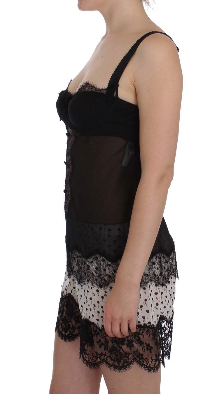 Dolce & Gabbana Elegant Silk Floral Lace Babydoll Chemise - Sandy Store ByNet