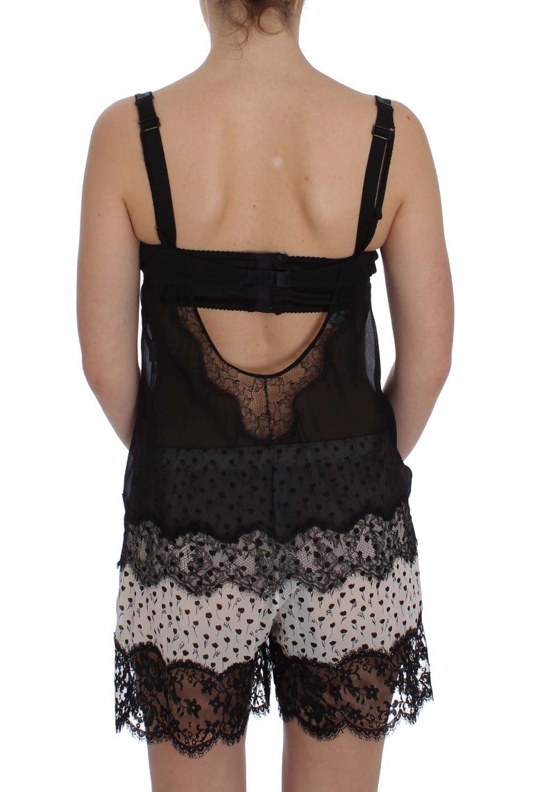 Dolce & Gabbana Elegant Silk Floral Lace Babydoll Chemise - Sandy Store ByNet