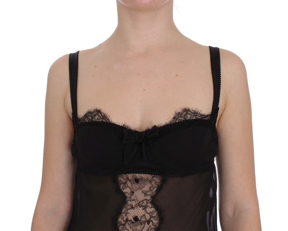 Dolce & Gabbana Elegant Silk Floral Lace Babydoll Chemise - Sandy Store ByNet