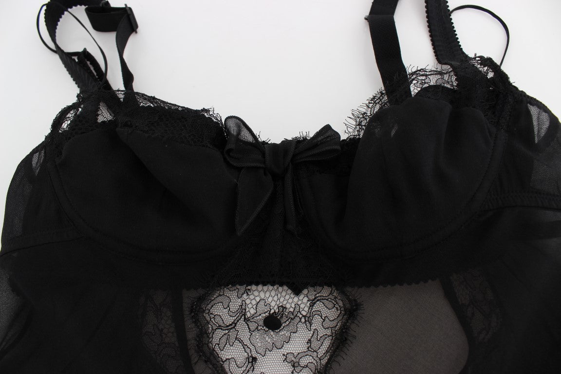 Dolce & Gabbana Elegant Silk Floral Lace Babydoll Chemise - Sandy Store ByNet