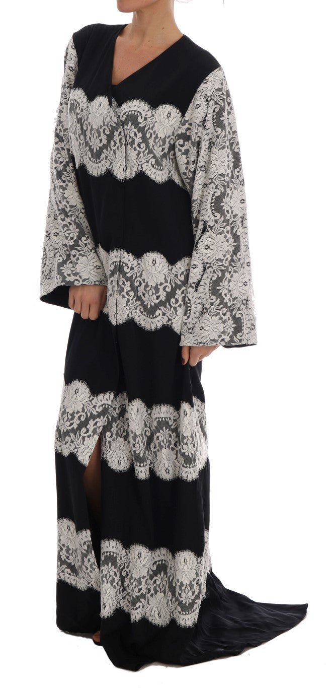 Dolce & Gabbana Elegant Silk Floral Lace Kaftan Maxi Dress - Sandy Store ByNet