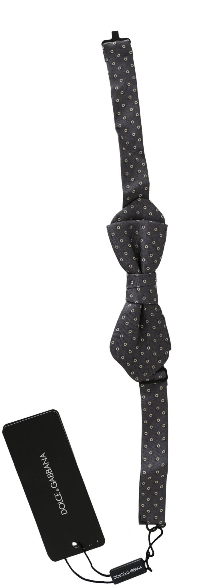 Dolce & Gabbana Elegant Silk Gray Circle Pattern Bow Tie - Sandy Store ByNet