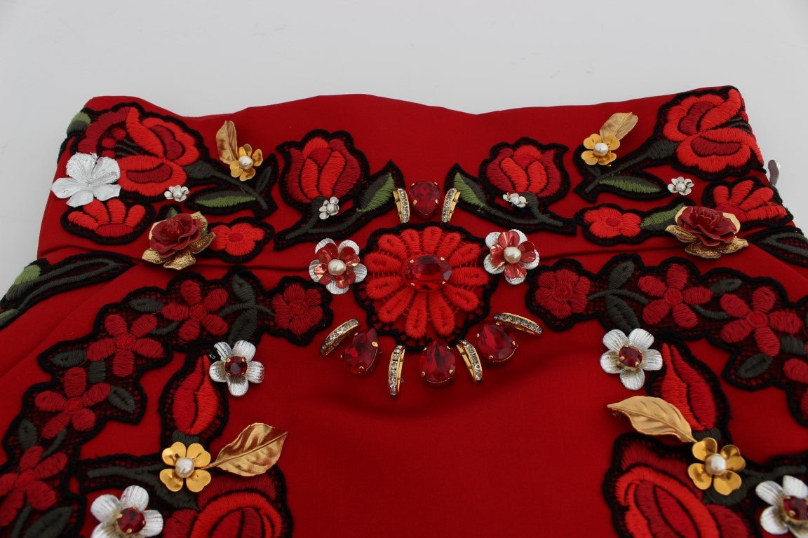 Dolce & Gabbana Elegant Silk High Waist Embroidered Shorts - Sandy Store ByNet
