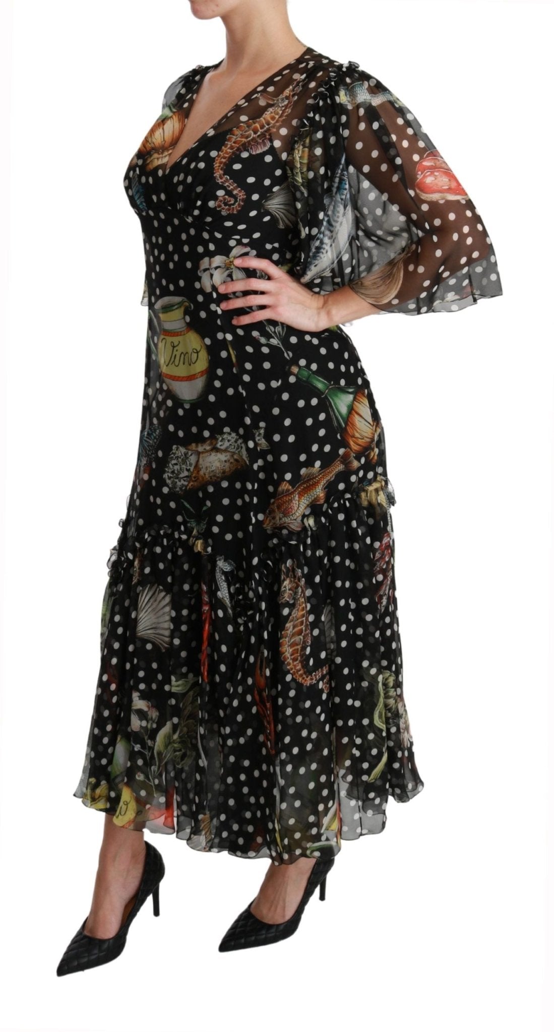 Dolce & Gabbana Elegant Silk Pleated A - Line Maxi Dress - Sandy Store ByNet