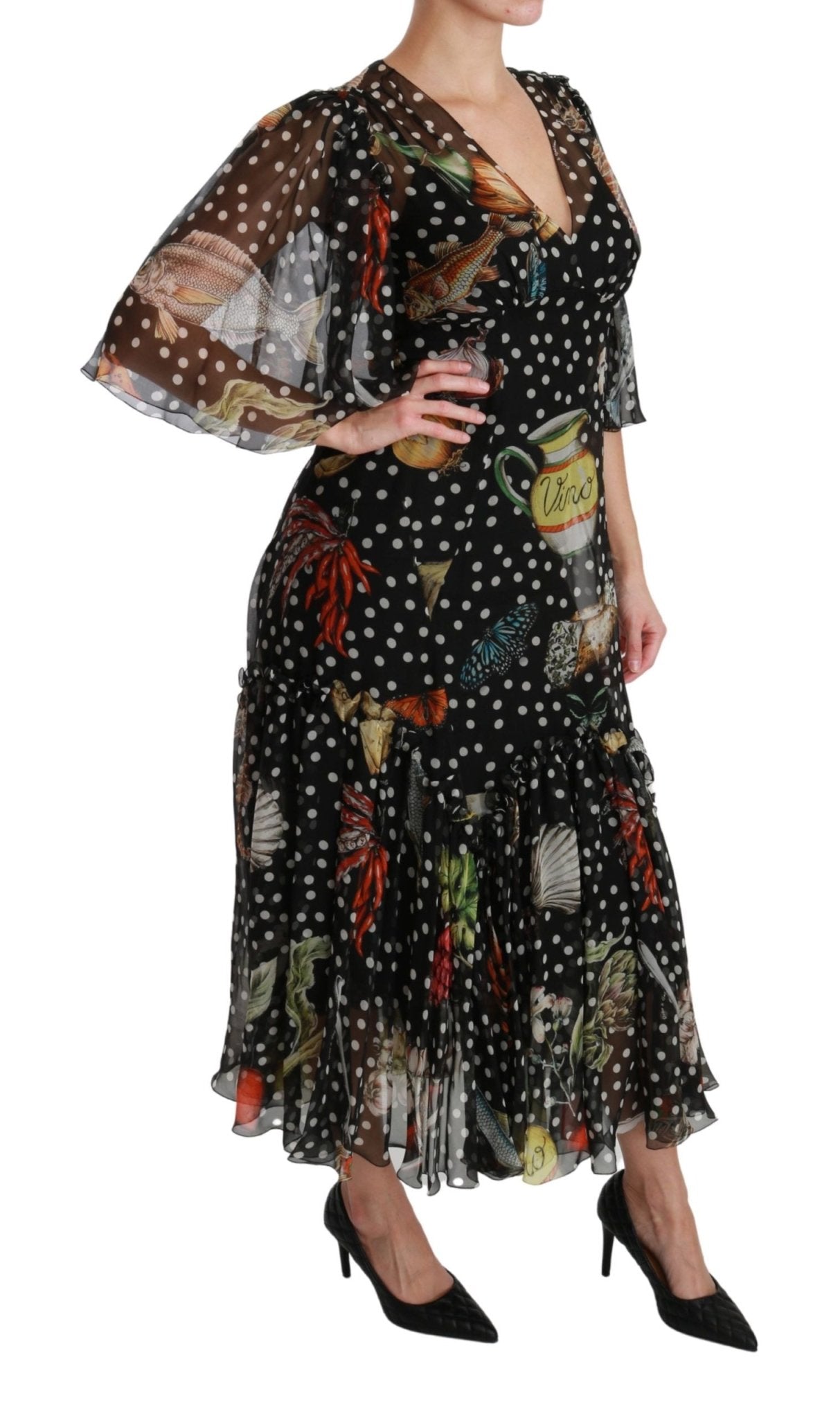 Dolce & Gabbana Elegant Silk Pleated A - Line Maxi Dress - Sandy Store ByNet