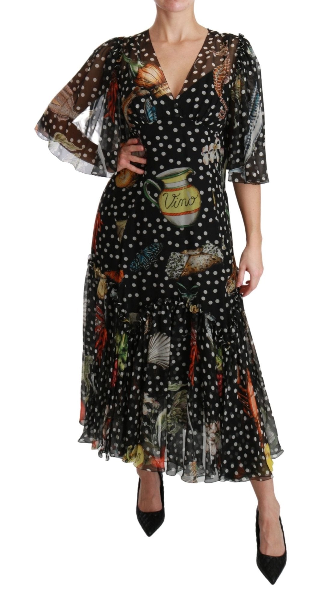 Dolce & Gabbana Elegant Silk Pleated A - Line Maxi Dress - Sandy Store ByNet