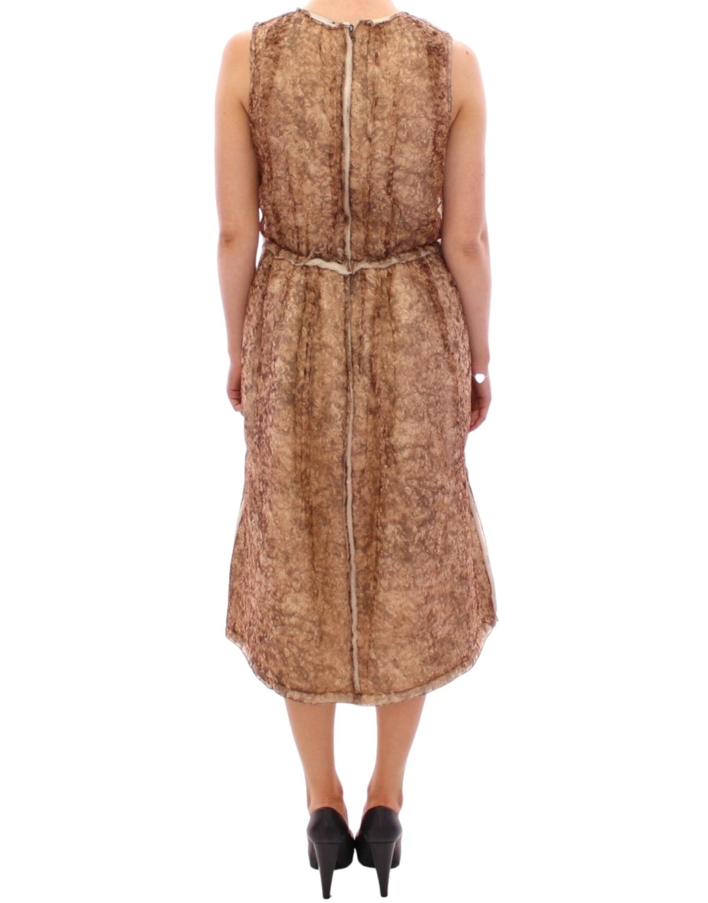 Dolce & Gabbana Elegant Silk Sleeveless Knee - Length Dress - Sandy Store ByNet