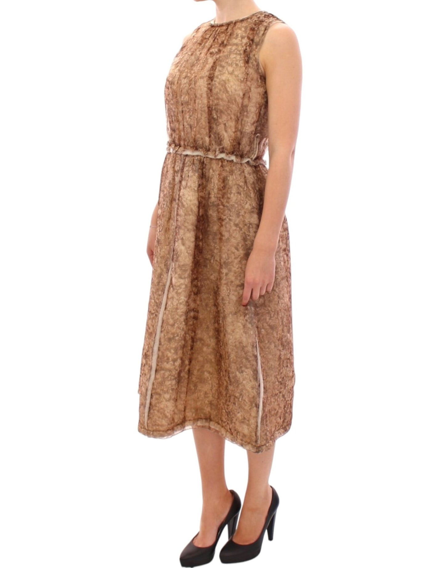 Dolce & Gabbana Elegant Silk Sleeveless Knee - Length Dress - Sandy Store ByNet