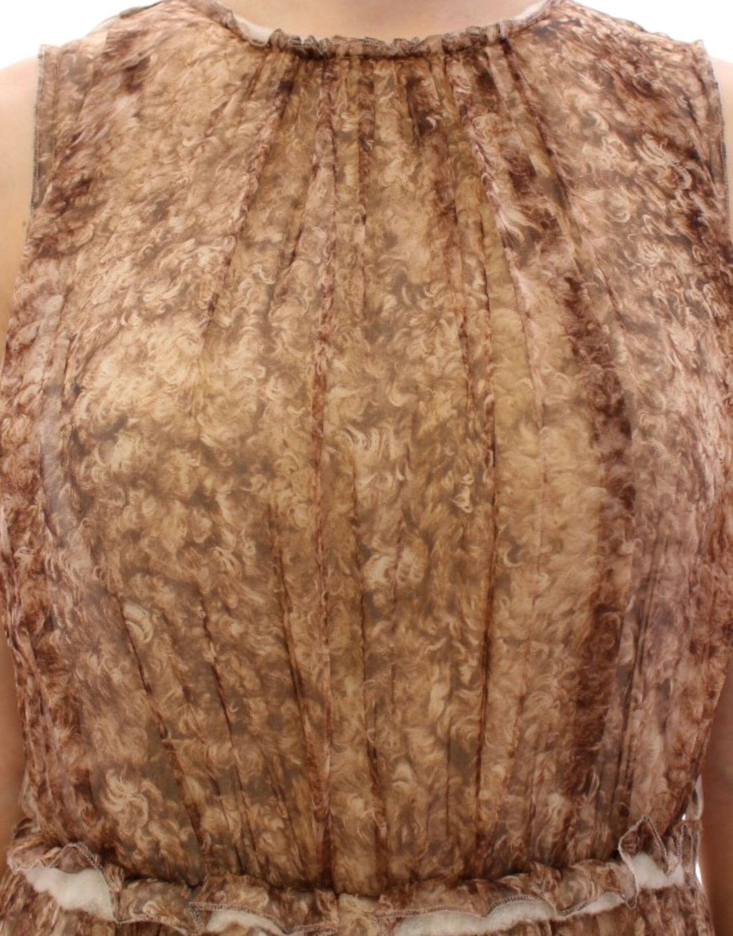 Dolce & Gabbana Elegant Silk Sleeveless Knee - Length Dress - Sandy Store ByNet