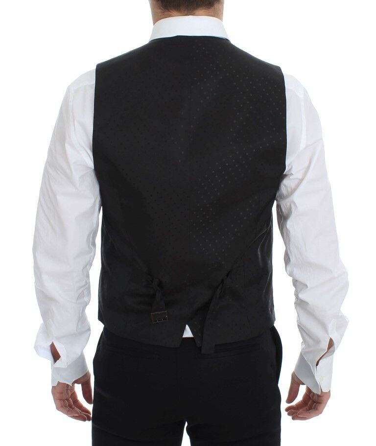 Dolce & Gabbana Elegant Silk - Wool Black Dress Vest - Sandy Store ByNet