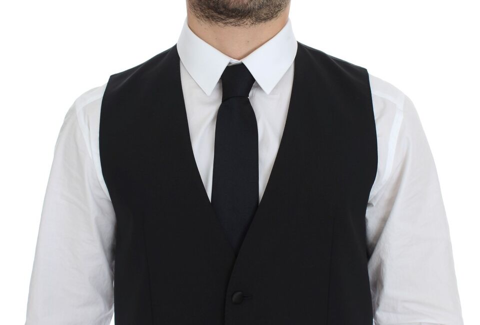 Dolce & Gabbana Elegant Silk - Wool Black Dress Vest - Sandy Store ByNet