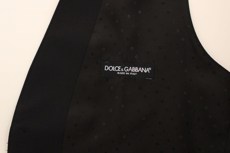 Dolce & Gabbana Elegant Silk - Wool Black Dress Vest - Sandy Store ByNet