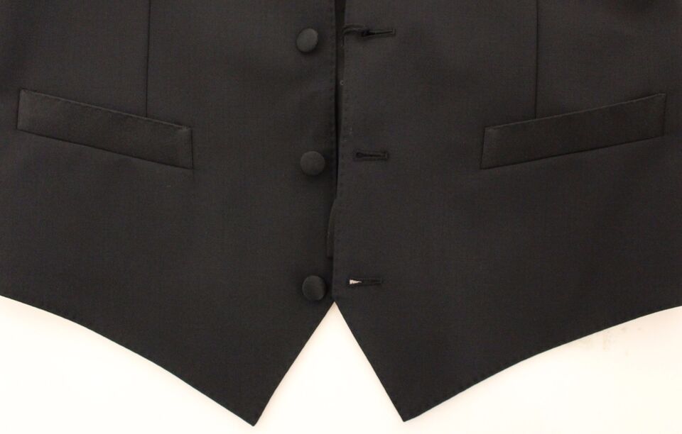 Dolce & Gabbana Elegant Silk - Wool Black Dress Vest - Sandy Store ByNet