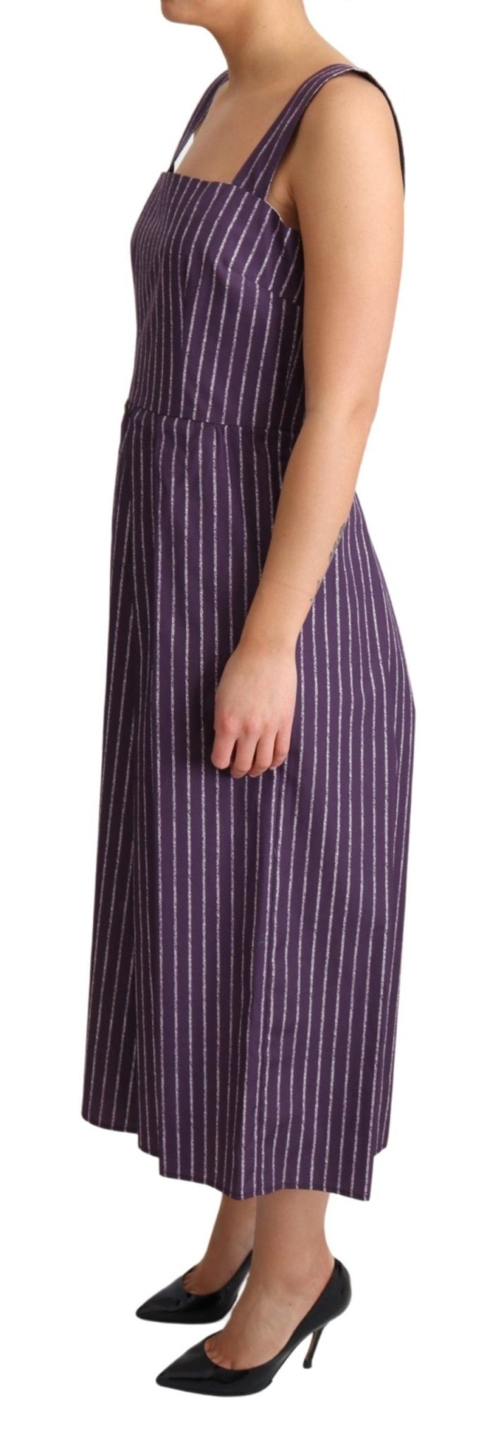 Dolce & Gabbana Elegant Sleeveless A - Line Purple Stripe Dress - Sandy Store ByNet