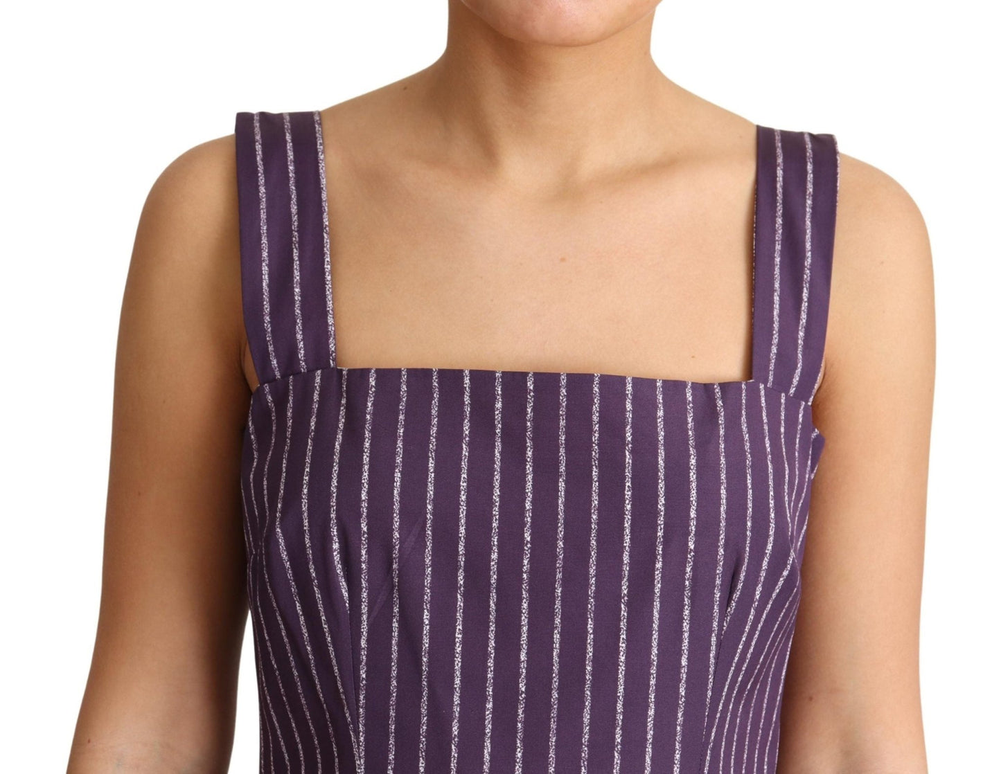 Dolce & Gabbana Elegant Sleeveless A - Line Purple Stripe Dress - Sandy Store ByNet