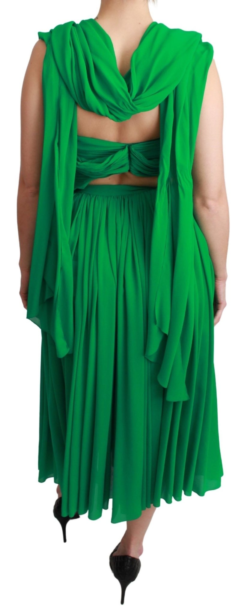 Dolce & Gabbana Elegant Sleeveless Pleated Silk Maxi Dress - Sandy Store ByNet