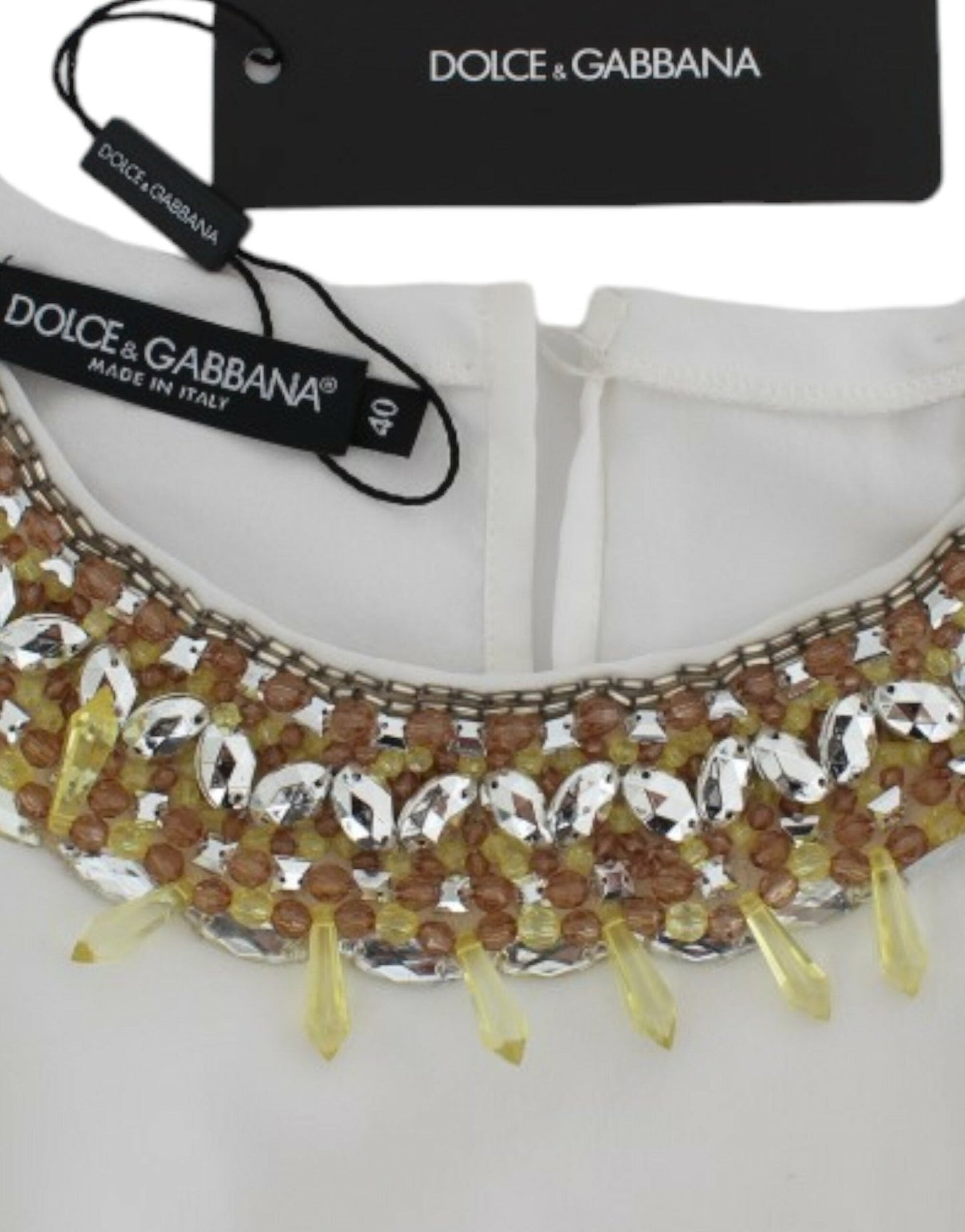 Dolce & Gabbana Elegant Sleeveless Silk Blouse with Crystal Embellishment - Sandy Store ByNet