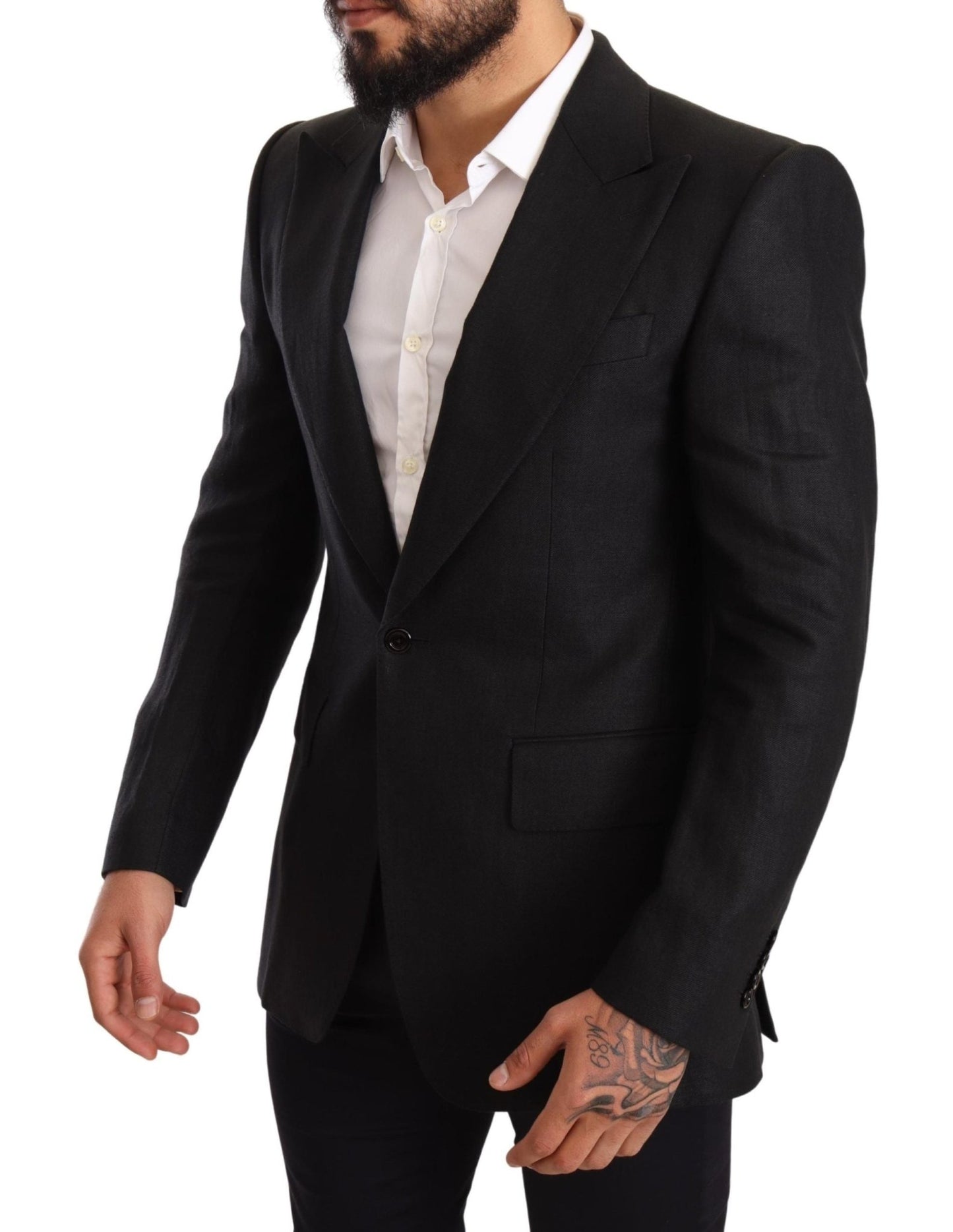 Dolce & Gabbana Elegant Slim Fit Black Linen Blazer - Sandy Store ByNet