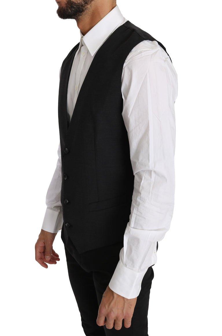 Dolce & Gabbana Elegant Slim Fit Gray Wool Vest - Sandy Store ByNet