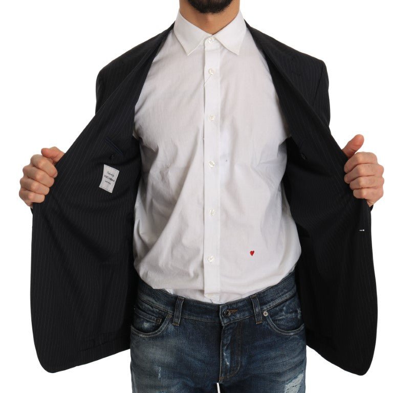 Dolce & Gabbana Elegant Slim Fit Striped Wool Silk Blazer - Sandy Store ByNet