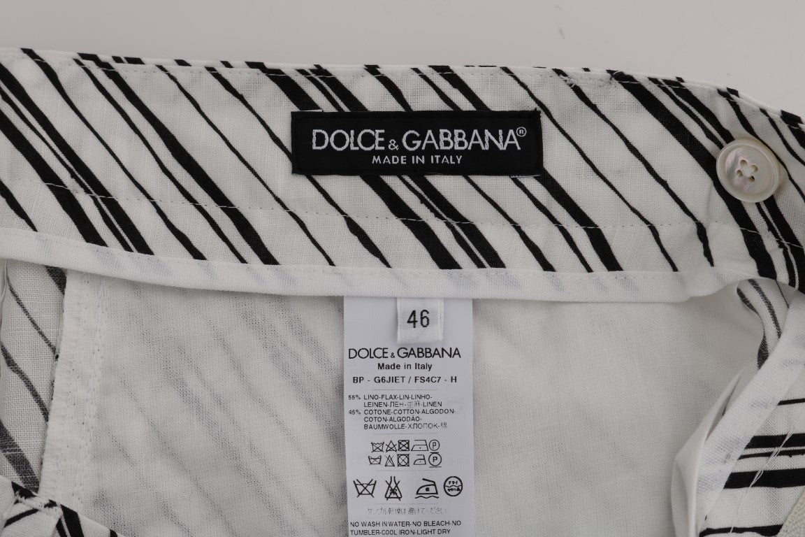 Dolce & Gabbana Elegant Striped Cotton - Linen Shorts - Sandy Store ByNet