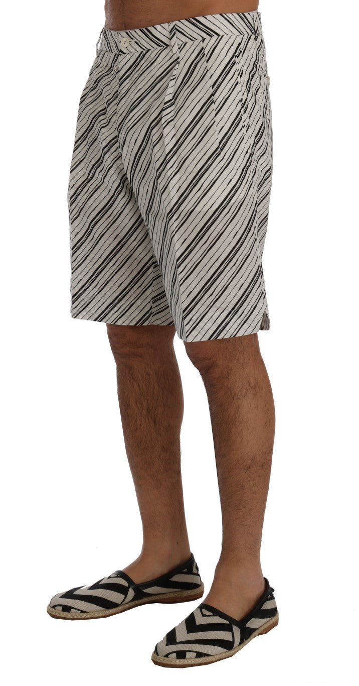 Dolce & Gabbana Elegant Striped Cotton - Linen Shorts - Sandy Store ByNet