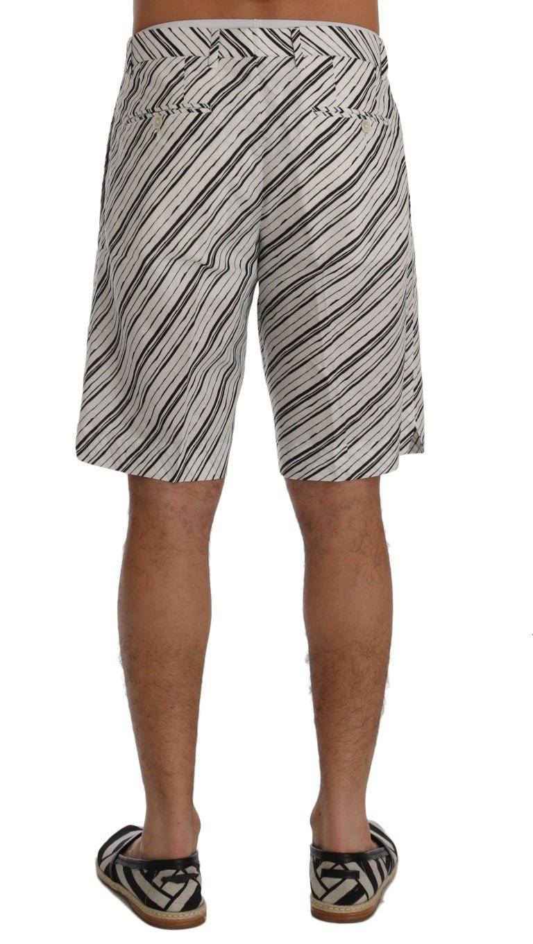 Dolce & Gabbana Elegant Striped Cotton - Linen Shorts - Sandy Store ByNet