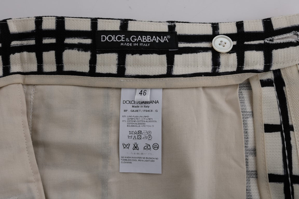 Dolce & Gabbana Elegant Striped Cotton - Linen Shorts - Sandy Store ByNet