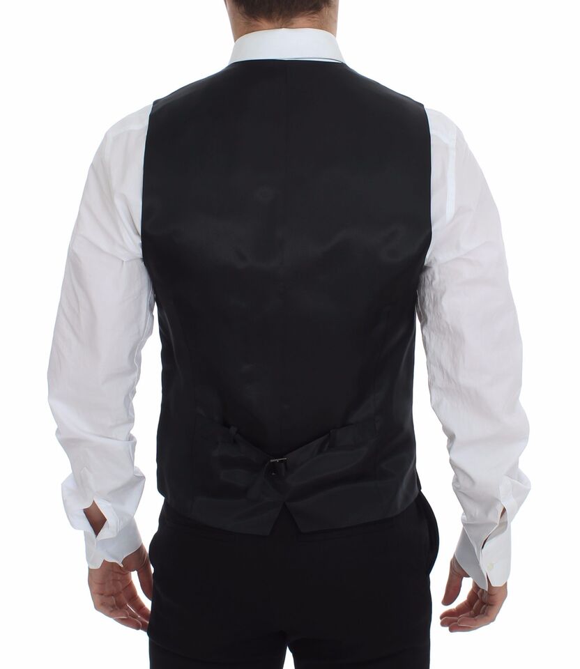 Dolce & Gabbana Elegant Striped Gray Dress Vest - Sandy Store ByNet