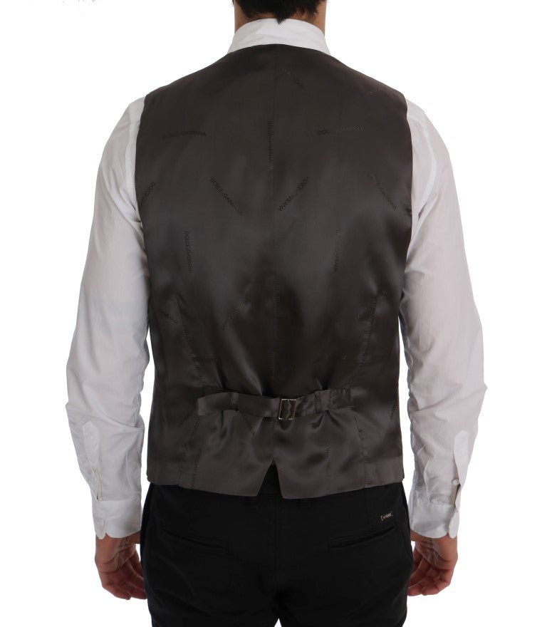 Dolce & Gabbana Elegant Striped Gray Waistcoat Vest - Sandy Store ByNet